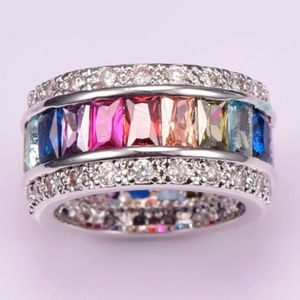Sterling Silver Multi Color Ring